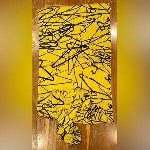 Abstract Yellow and Black Scarf 80” long 27” wide Black Coat Hangers Design